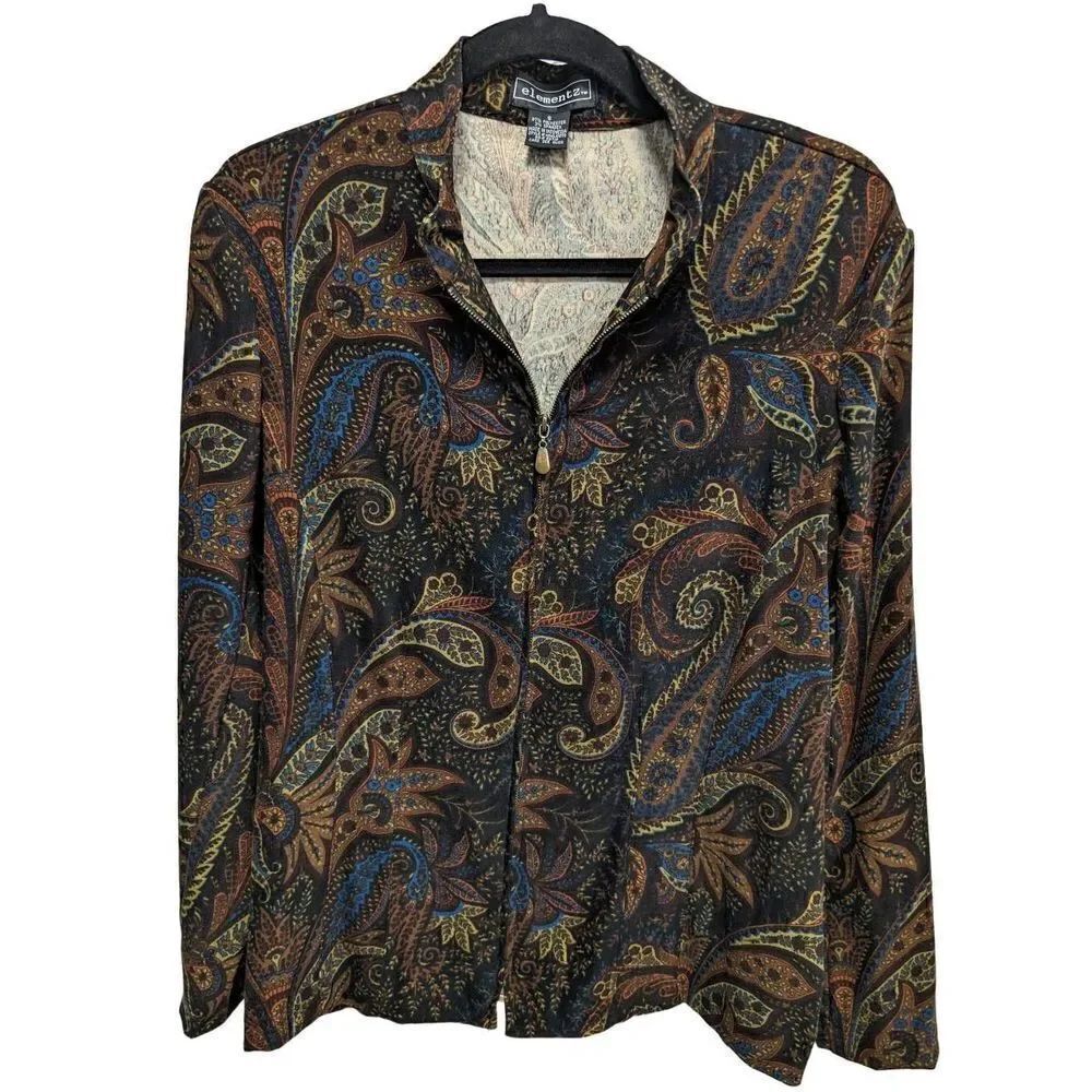Elementz Jacket Full Zip Long Sleeves Paisley Multicolor Women's Size Small
